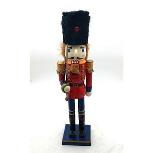 Vintage Nutcracker Military Soldier 14" Tall Red Blue Papakha Dolgencorp 4/2011